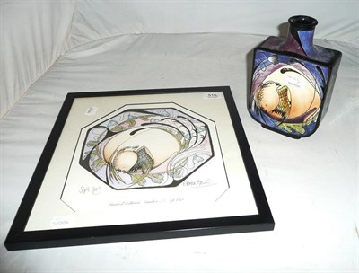 Lot 510 - A limited edition Moorcroft print, numbered 22 of 150, depicting the Song Bird design, on verso...