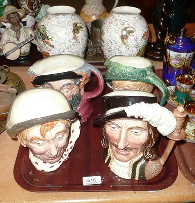 Lot 516 - Four Royal Doulton character jugs and a pair of vases