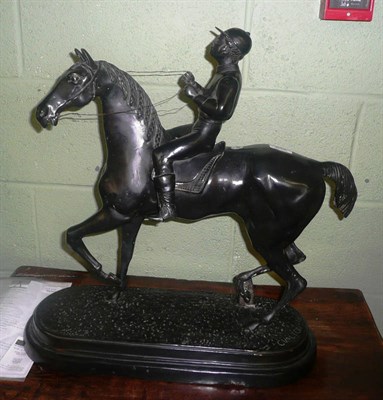 Lot 539 - Bronzed horse and jockey