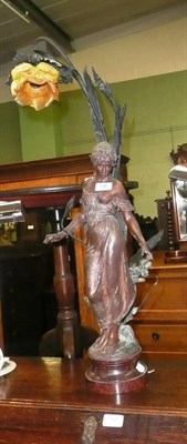 Lot 546 - Spelter figural lamp of a maiden