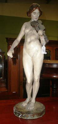 Lot 548 - Plaster figure of a nude playing a violin (indistinctly signed)