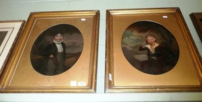 Lot 566 - Pair of oil portraits of Thomas Bolton (1794-1803) with a bird's nest and his brother Thomas G...