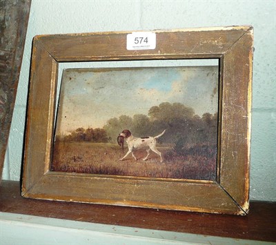 Lot 574 - Oil of a dog with a pheasant