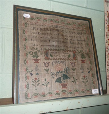 Lot 577 - Framed sampler, Mary Wood 1820