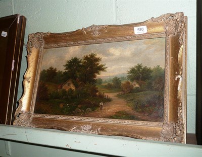 Lot 580 - L Mihall, country scene with man on a sunlit path, oil on canvas