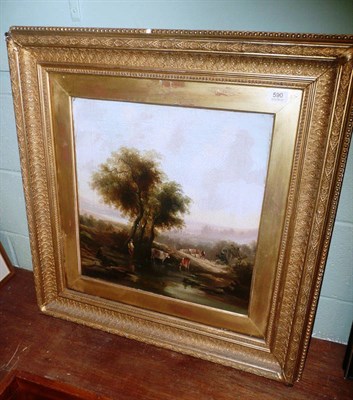 Lot 590 - Follower of Barker of Bath, drover with cattle in a landscape, oil on canvas