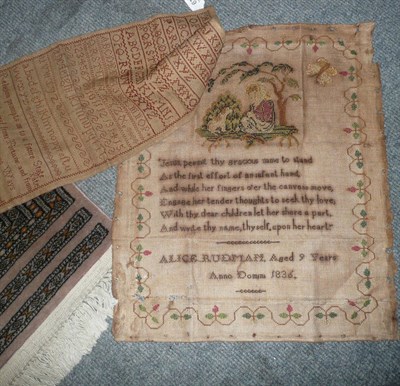 Lot 610 - Sampler by Emma Broad aged nine 2nd nov 1811 and another sampler dated 1836 (2)