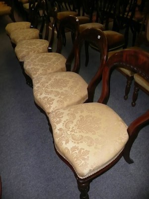 Lot 707 - Set of six Victorian balloon back chairs