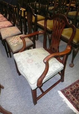 Lot 717 - A 19th century mahogany elbow chair and two mahogany dining chairs