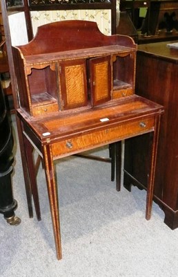 Lot 730 - A reproduction mahogany and satinwood lady's writing desk