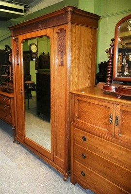 Lot 758 - Three piece oak bedroom suite