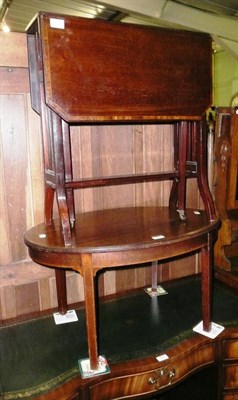 Lot 768 - An Edwardian Sutherland table and an inlaid mahogany occasional table