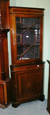 Lot 774 - Edwardian inlaid corner cupboard