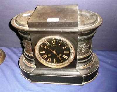 Lot 793 - A black slate striking mantel clock signed 'H Marc, Paris'