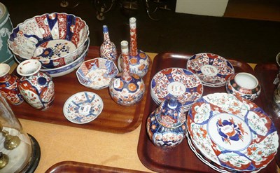 Lot 5 - A collection of 19th century and later Japanese Imari on two trays
