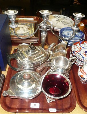 Lot 11 - Two Georgian silver cream helmets, a silver sugar bowl and a quantity of plate