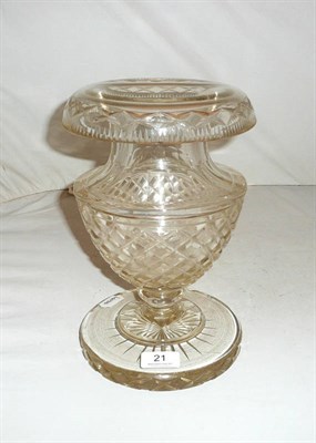 Lot 21 - A cut glass pedestal vase