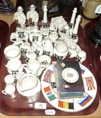 Lot 30 - A tray of crested china with Selby crest