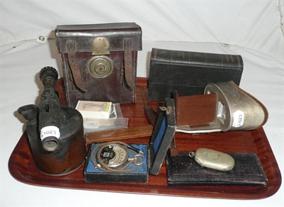 Lot 31 - Stereoscope cards and viewer, camera etc