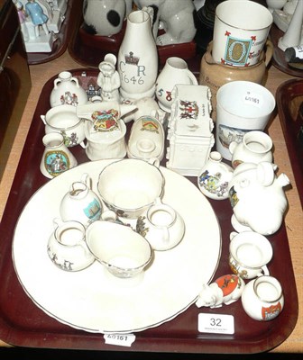 Lot 32 - Tray of crested china including W.H. Goss Shakespeare's house