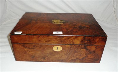 Lot 35 - Figured walnut writing box, 19th century artists box and a miniature knife box
