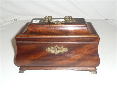 Lot 37 - George III mahogany tea caddy fitted with brass canisters