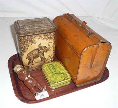 Lot 38 - Huntley and Palmers biscuit tin modelled as a briefcase, Huntley and Palmers African tin,...