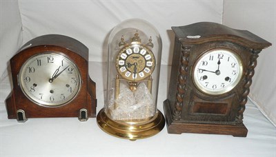 Lot 40 - An anniversary clock and two oak mantel clocks