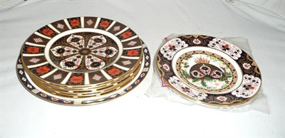 Lot 45 - Six Royal Crown Derby Imari pattern plates, two limited edition Crown Derby plates and another