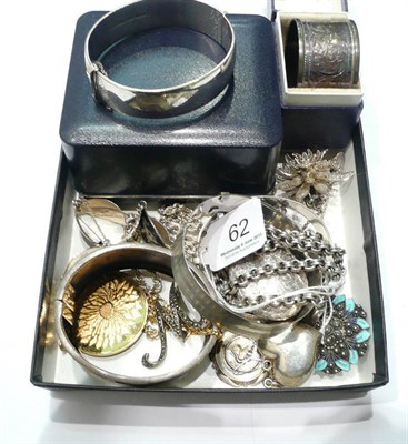 Lot 62 - Assorted silver jewellery including bangles, brooches etc