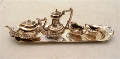 Lot 64 - Miniature silver tea and coffee set on tray