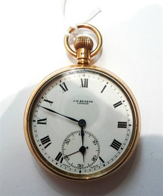 Lot 97 - A 9ct gold open faced pocket watch retailed by J. W. Benson, London