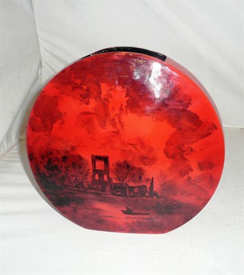 Lot 146 - Peggy Davies large circular ruby fusion vase