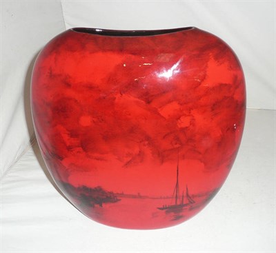 Lot 150 - Peggy Davies large ruby fusion vase