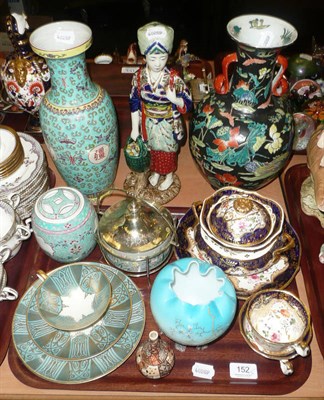 Lot 152 - Tray of decorative ceramics including Bavarian trio, English porcelain, part tea wares, two...