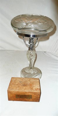 Lot 172 - A cut glass mushroom table lamp and an Albert 'Eagleman' Jefferies trinket box