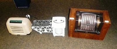 Lot 185 - A KB toaster shaped white Bakelite valve radio, a walnut cased McMichael Model 808 valve radio...