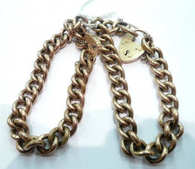 Lot 188 - Two 9ct gold curb link bracelets with padlock, 33gms