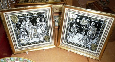 Lot 253 - Two framed Minton tiles 'Part of Midlothian' and 'The Talisman'