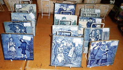 Lot 258 - A full set of twelve Wedgwood tiles, each with blue and white decoration depicting the months...