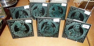 Lot 259 - A set of seven Maw & Co. tiles, each decorated with one of the seven ages of man