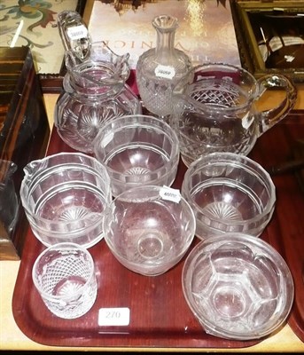 Lot 270 - A collection of 19th century and later glass ware including jugs etc