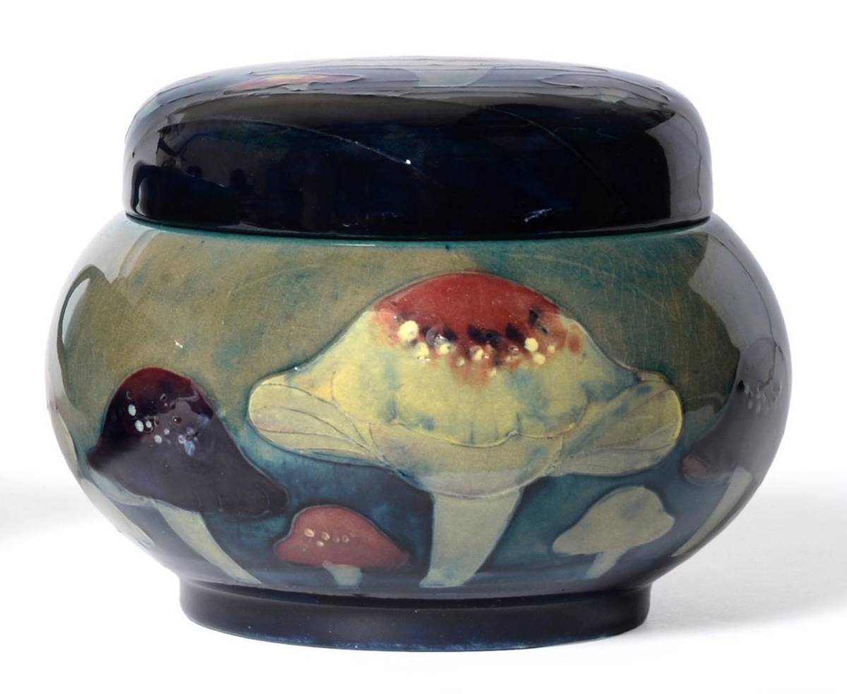 Lot 407 - A William Moorcroft Claremont Toadstool Pattern Tobacco Jar and Cover, circa 1913-16, with a...