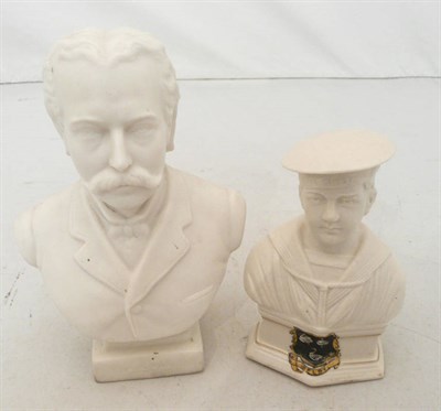 Lot 328 - WH Goss bust of W.H. Goss and WRNS bust of a sailor HMS Chester, with Selby crest