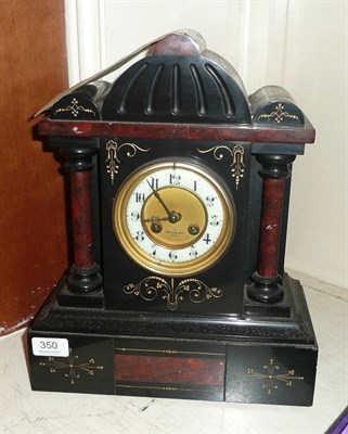 Lot 350 - Victorian black slate mantel clock