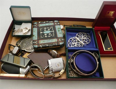 Lot 370 - An Art Nouveau silver belt buckle, a quantity of costume jewellery etc