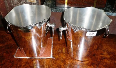 Lot 390 - Pair of silver plated wine coolers