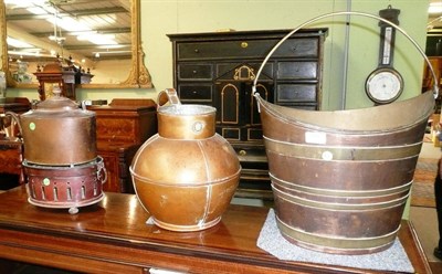 Lot 393 - Dutch tea bucket and Spirit to Vieux and copper jug