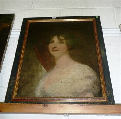 Lot 411 - Portrait of a young lady in a painted frame