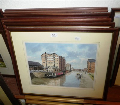 Lot 438 - Seven watercolours by Alan Bamford depicting barges and tugs